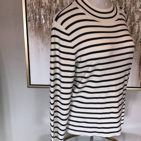 WHITE HOUSE BLACK MARKET STRIPED MOCK NECK SWEATER - Picture 8 of 11